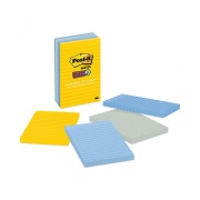 Post-it Notes Super Sticky Pads in New York Collection Colors, Note Ruled, 4" x 6", 100 Sheets/Pad, 5 Pads/Pack (6605SSNY)