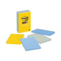 Post-it Pads in New York Collection Colors, Note Ruled, 4" x 6", 100 Sheets/Pad, 5 Pads/Pack (6605SSNY)