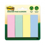 Post-it Greener Page Markers, Assorted Pastel Colors, 50 Flags/Pad, 4 Pads/Pack (6714RPA)
