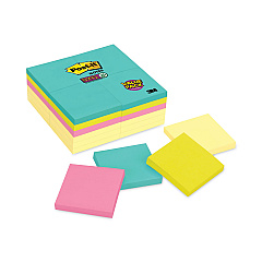 Post-it Notes Super Sticky Self-Stick Notes Office Pack, 3" x 3", Supernova Neons Collection Colors, 90 Sheets/Pad, 24 Pads/Pack (MMM65424SSCYM)