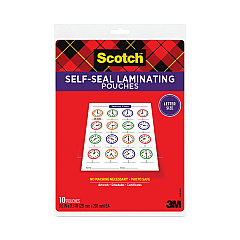 Scotch Self-Sealing Laminating Pouches, 9.5 mil, 9 x 11.5, Gloss Clear, 10/Pack (MMM70005147700)