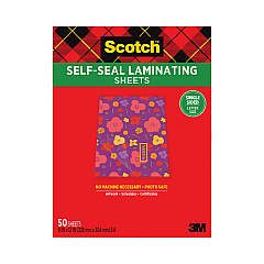 Scotch Self-Sealing Laminating Sheets, 6 mil, 9.06 x 11.63, Gloss Clear, 50/Pack (MMM70005182392)