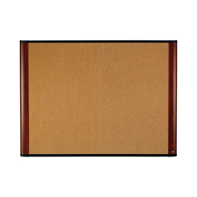3M Widescreen Cork Bulletin Board, 36 x 24, Tan Surface, Mahogany Aluminum Frame (MMMC3624MY)