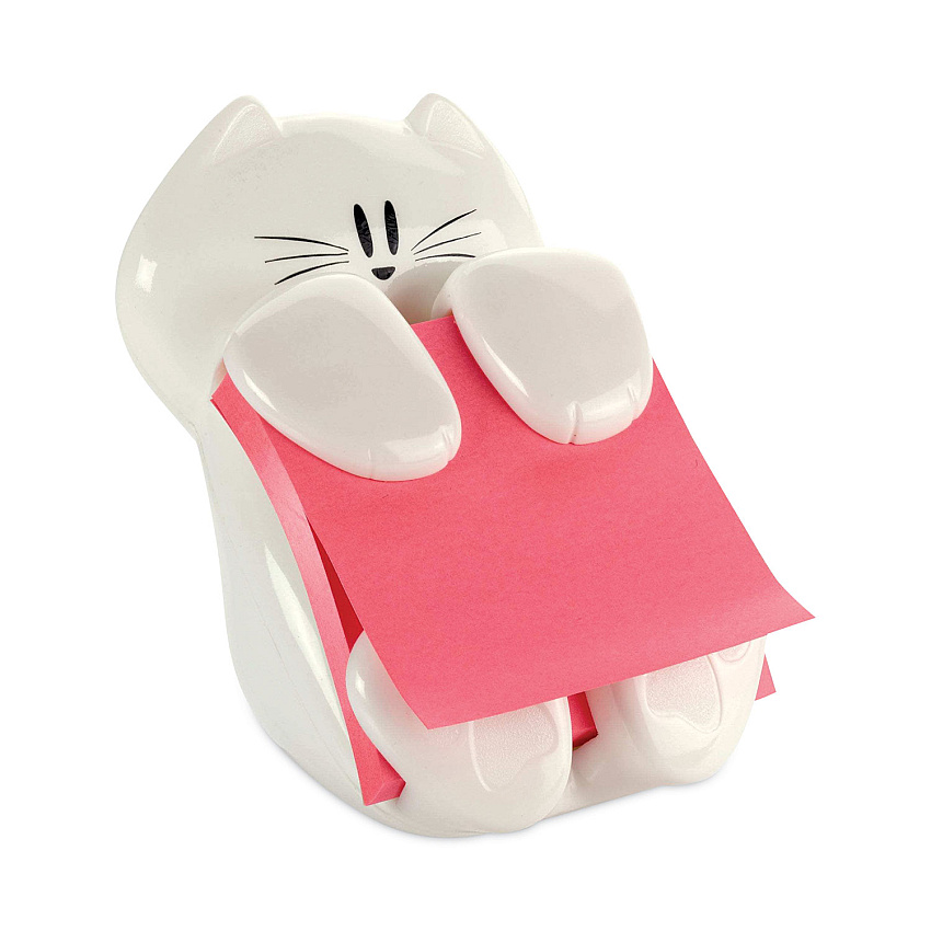 Post-it Pop-up Notes Super Sticky Cat Notes Dispenser, For 3 x 3 Pads, White, Includes (1) Rio de Janeiro Super Sticky Pop-up Pad (MMMCAT330)