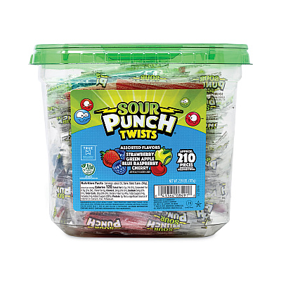 Sour Punch Twists, Variety, 2.59 lb Tub, Approx. 210 Pieces (GRR20916848)