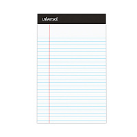 Universal Premium Ruled Writing Pads with Heavy-Duty Back, Narrow Rule, Black Headband, 50 White 5 x 8 Sheets, 12/Pack (UNV57300)