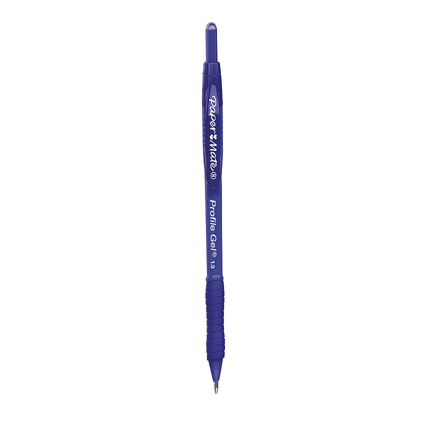 Paper Mate Profile Gel Pen, Retractable, Bold 1 mm, Blue Ink, Translucent Blue Barrel, Dozen (PAP2102161)