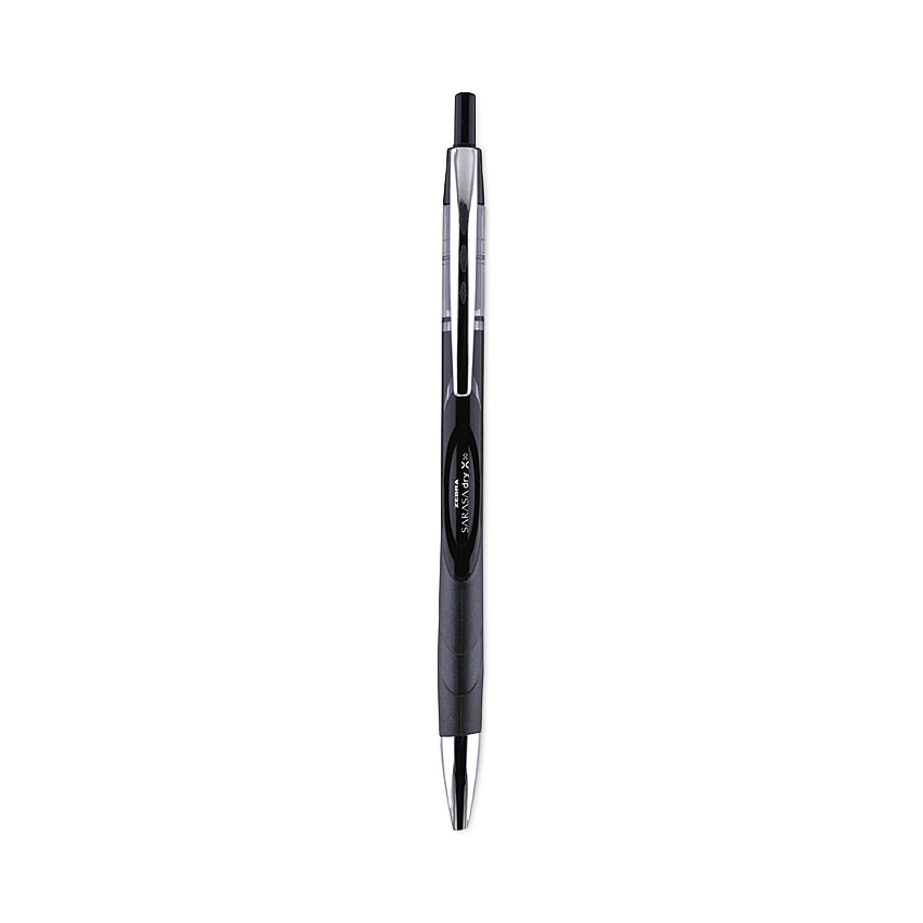 Zebra Sarasa Dry Gel X30 Gel Pen, Retractable, Medium 0.7 mm, Black Ink, Black/Silver Barrel, 24/Pack (ZEB47024)