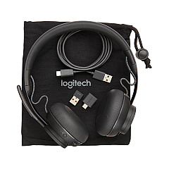 Logitech Zone Wireless Plus MSFT Binaural Over The Head Headset, Black (981000858)