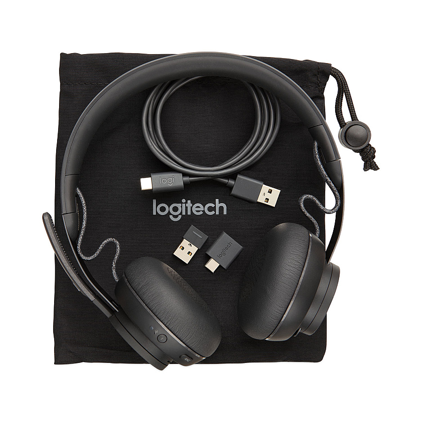 Logitech Zone Wireless Plus MSFT Binaural Over The Head Headset, Black (981000858)