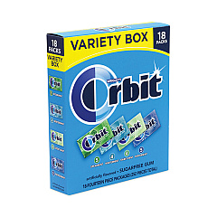 Orbit Sugar-Free Chewing Gum Variety Box, Four Mint Flavors, 14 Pieces/Pack, 18 Packs/Carton (GRR22000568)