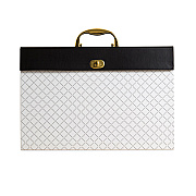 U Brands Expanding File Box, 5.25" Expansion, 19 Sections, Twist-Lock Latch Closure, 2/5-Cut Tabs, Letter Size, White/Black/Gold (UBR2201U0206)