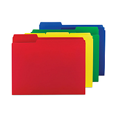 Smead Top Tab Poly Colored File Folders, 1/3-Cut Tabs: Assorted, Letter Size, 0.75" Expansion, Assorted Colors,12/Pack (SMD10505)