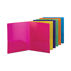 Smead Poly Two-Pocket Folders, 100-Sheet Capacity, 11 x 8.5, Assorted, 6/Pack (SMD87761)