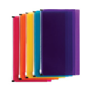 Smead Self-Adhesive Poly Zip Pouch, 6 x 11.25, Assorted Colors, 5/Pack (68181)