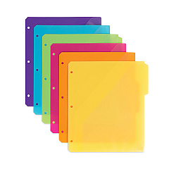 Smead Three-Ring Binder Poly Index Dividers with Pocket, 9.75 x 11.25, Assorted Colors, 30/Box (SMD89421)