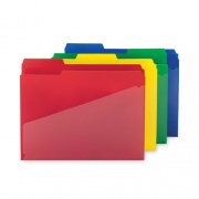 Smead Poly Colored File Folders With Slash Pocket, 1/3-Cut Tabs: Assorted, Letter Size, 0.75" Expansion, Assorted Colors, 12/Pack (10541)