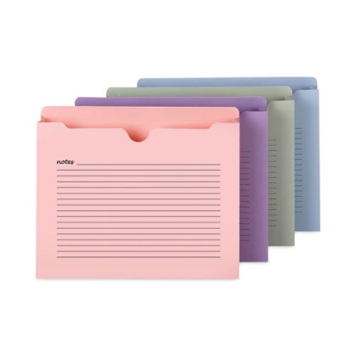 Smead Notes File Jackets, Straight Tab, 2" Expansion, Letter Size, Assorted Colors, 12/Pack (75695)