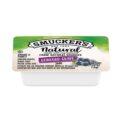 Smucker's Smuckers 1/2 Ounce Natural Jam, 0.5 oz Container, Concord Grape, 200/Carton (8202)
