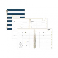 Blue Sky Day Designer Navy Stripe Daily/Monthly Planner, Navy Stripe Artwork, 10 x 8, Navy/White Cover, 12-Month (Jan to Dec): 2023 (103622)