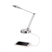 Alera Adjustable LED Task Lamp with USB Port, 11w x 6.25d x 26h, Brushed Nickel (LED900S)