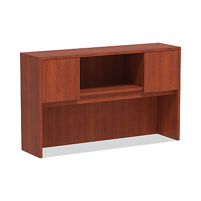 Alera Valencia Series Hutch with Doors, 4 Compartments, 58.88w x 15d x 35.38h, Medium Cherry (ALEVA286015MC)