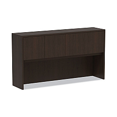 Alera Valencia Series Hutch with Doors, 4 Compartments, 64.75w x 15d x 35.38h, Espresso (ALEVA286615ES)