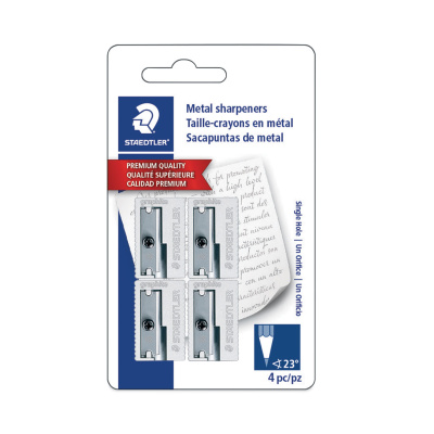 Handheld Metal Pencil Sharpener, 1.13 x 0.63 x 0.5, Silver, 4/Pack Handheld Metal Pencil Sharpener, 1.13 x 0.63 x 0.5, Silver, 4/Pack