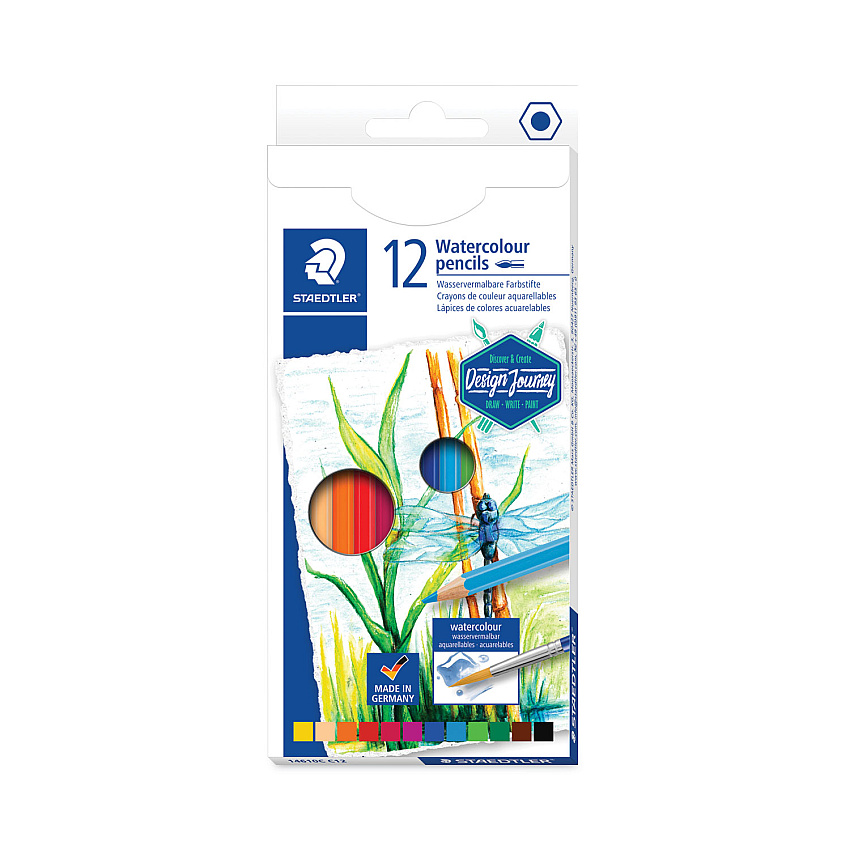 Staedtler Watercolor Pencils, 2.9 mm, HB (#2), Assorted Lead and Barrel Colors, 12/Pack (STD14610CC12)