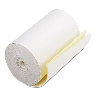 Iconex Impact Printing Carbonless Paper Rolls, 4.5" x 90 ft, White/Canary, 24/Carton (ICX90770469)