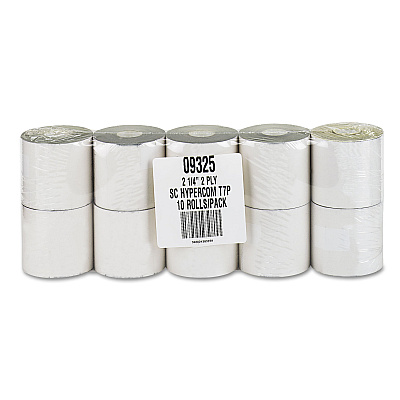 Iconex Impact Printing Carbonless Paper Rolls, 2.25" x 70 ft, White/Canary, 10/Pack (ICX90770440)
