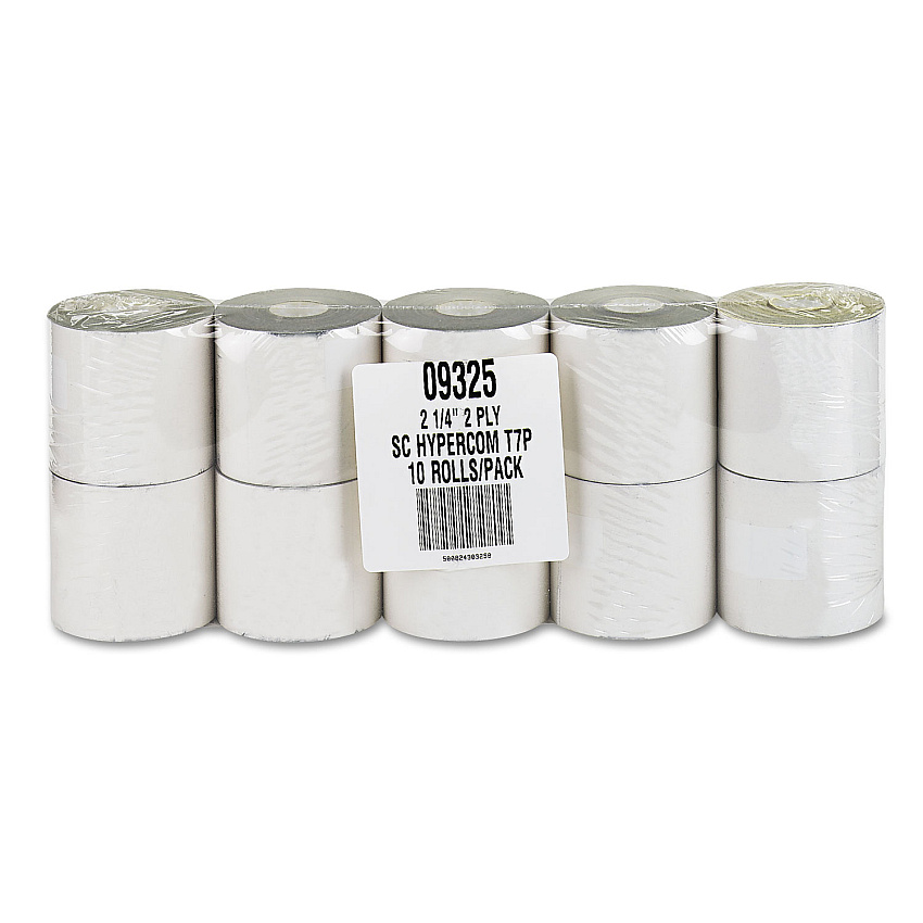 Iconex Impact Printing Carbonless Paper Rolls, 2.25" x 70 ft, White/Canary, 10/Pack (ICX90770440)