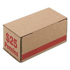Iconex Corrugated Cardboard Coin Storage with Denomination Printed On Side, 8.5 x 4.38 x 3.63, Red (ICX94190086)
