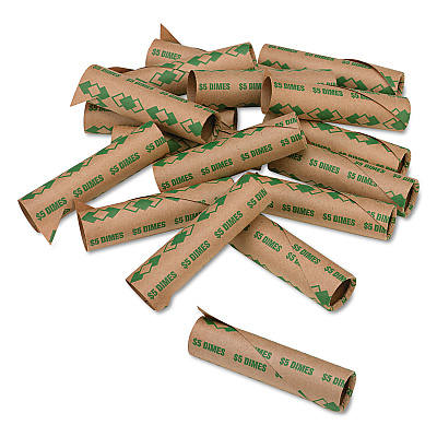 Iconex Preformed Tubular Coin Wrappers, Dimes, $5, 1,000 Wrappers/Box (PMC65071)