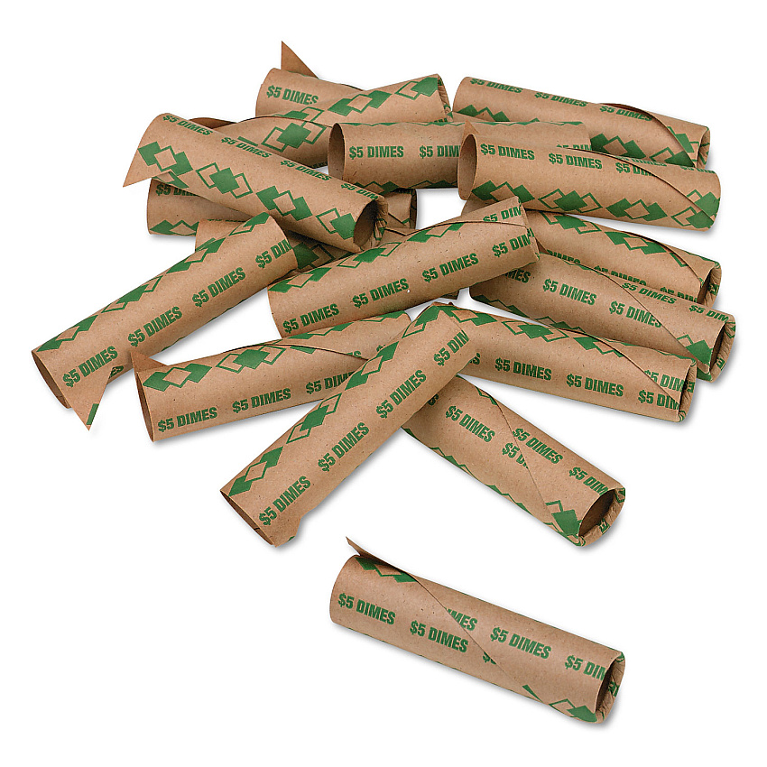 Iconex Preformed Tubular Coin Wrappers, Dimes, $5, 1,000 Wrappers/Box (PMC65071)