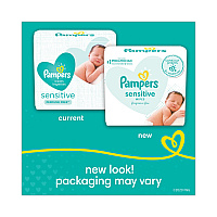 Pampers Sensitive Baby Wipes, 1-Ply, 6.8 x 7, Unscented, White, 56/Pack, 8 Packs/Carton (PGC87076)