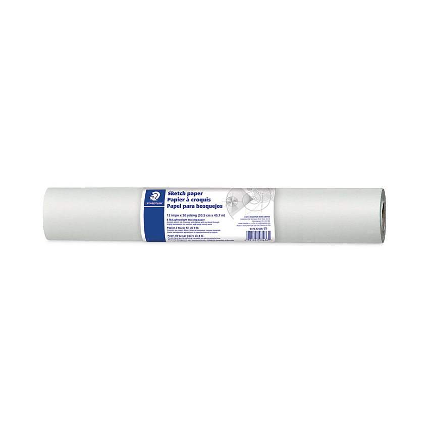 Staedtler Transparent Sketch Paper Roll, 8 lb Bond Weight, 12" x 50 yd, White (STD937S1250R)