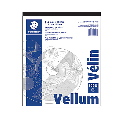 Staedtler Mars Translucent Vellum Art and Drafting Paper, 16 lb Bristol Weight, 8.5 x 11, 50/Pad (STD946811P)