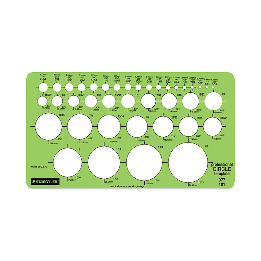 Staedtler Templates, 39 Circles, 4 x 7.25, Green (STD977101EA)