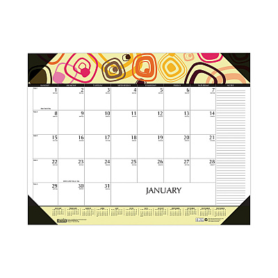 House of Doolittle Recycled Desk Pad Calendar, Geometric Artwork, 22 x 17, White Sheets, Black Binding/Corners,12-Month (Jan to Dec): 2026 (149)