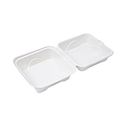 Eco-Products Bagasse Hinged Clamshell Containers, 6 x 6 x 3, White, Sugarcane, 50/Pack, 10 Packs/Carton (ECOEPHC6)