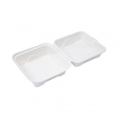 Eco-Products Bagasse Hinged Clamshell Containers, 6 x 6 x 3, White, Sugarcane, 50/Pack, 10 Packs/Carton (EPHC6)