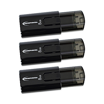 Innovera USB 3.0 Flash Drive, 8 GB, 3/Pack (IVR82308)