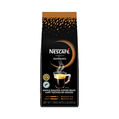 Nescaf Espresso Whole Roasted Coffee Beans, 2 lb Bag, 8/Carton (NES59095CT)