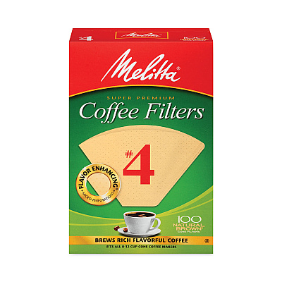Melitta Coffee Filters, #4, 8 to 12 Cup Size, Cone Style, 100 Filters/Pack, 3/Pack (GRR22000695)