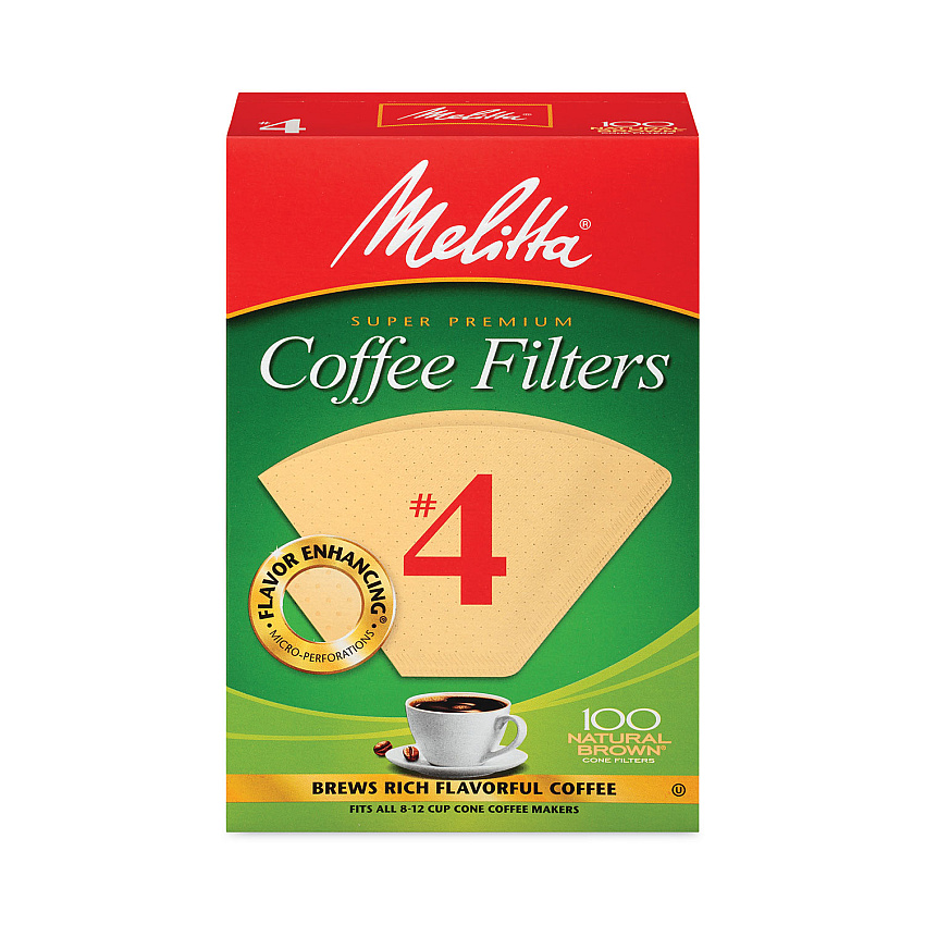 Melitta Coffee Filters, #4, 8 to 12 Cup Size, Cone Style, 100 Filters/Pack, 3/Pack (GRR22000695)