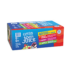Capri Sun 100% Juice Pouches Variety Pack, 6 oz, 40 Pouches/Carton (GRR22000720)