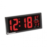 AbilityOne 6645016988079 SKILCRAFT LED Self-set Digital Clock, 14.4" x 5.9", Black Case, AC Powered, 2 AA (sold separately)