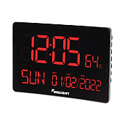 AbilityOne 6645016988078 SKILCRAFT LED Self-set Digital Clock, 9.7" x 6.3", Black Case, AC Powered, 1 CR2032 (included)