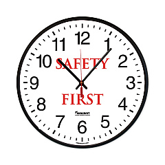 AbilityOne 6645016986556 SKILCRAFT Safety Message Quartz Wall Clock, Safety First, 12.75" Overall Diameter, 1 AA (sold separately)